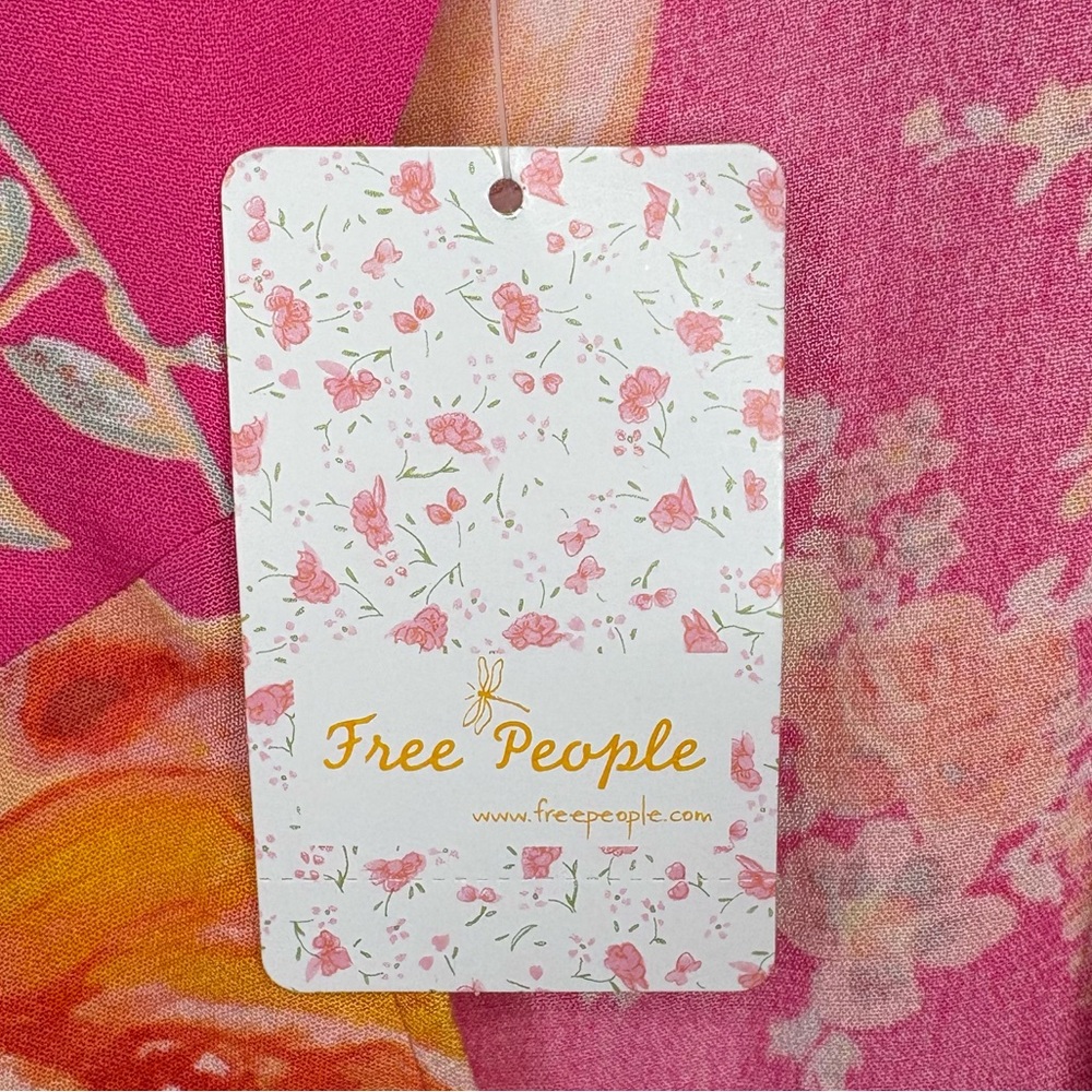 Free People Tate Floral Print Tunic Dress in Lollipop Combo size Large NWT - Picture 10 of 16